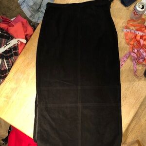 Vintage David D Dart black suede midi skirt